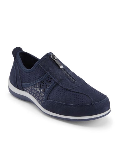 Cotton Traders Navy Suede Leisure Flex Trainers