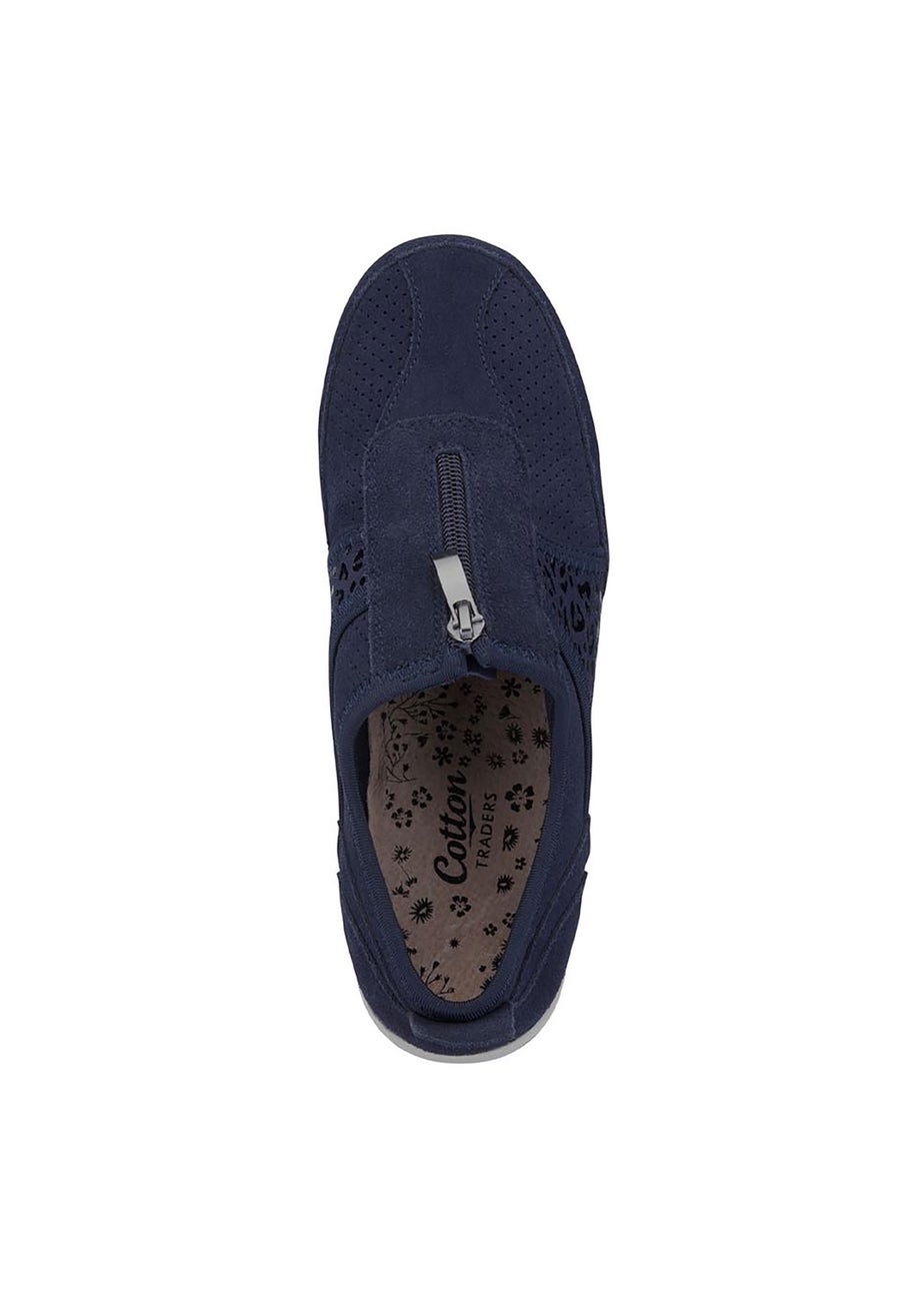 Cotton Traders Navy Suede Leisure Flex Trainers