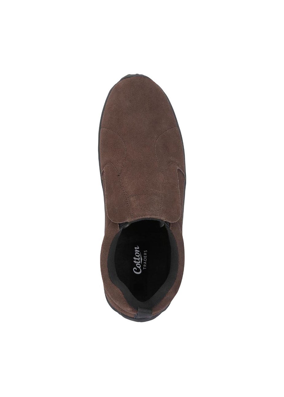 Cotton Traders Dark Chestnut Casual Suede Slip On Shoes
