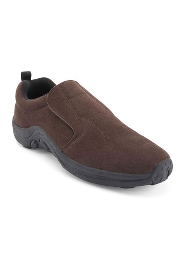 Cotton Traders Dark Chestnut Casual Suede Slip On Shoes