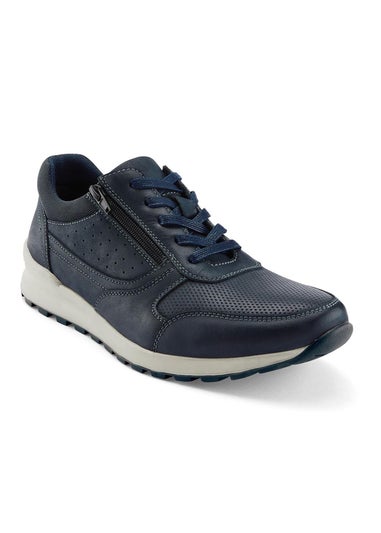 Cotton Traders Navy Leather Leisure Flex Trainers