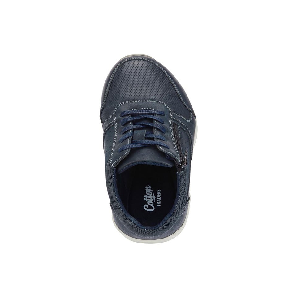 Cotton Traders Navy Leather Leisure Flex Trainers