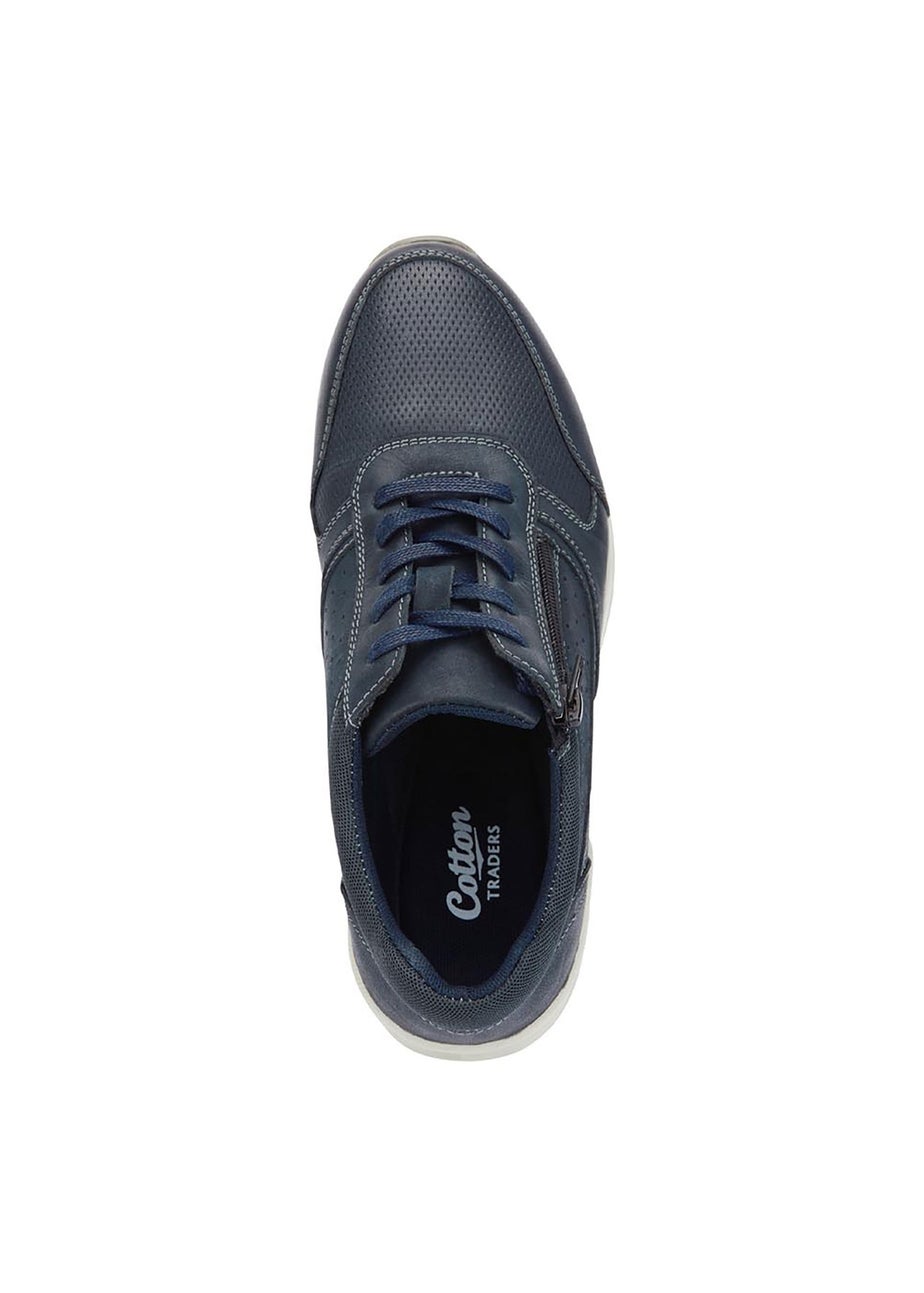 Cotton Traders Navy Leather Leisure Flex Trainers