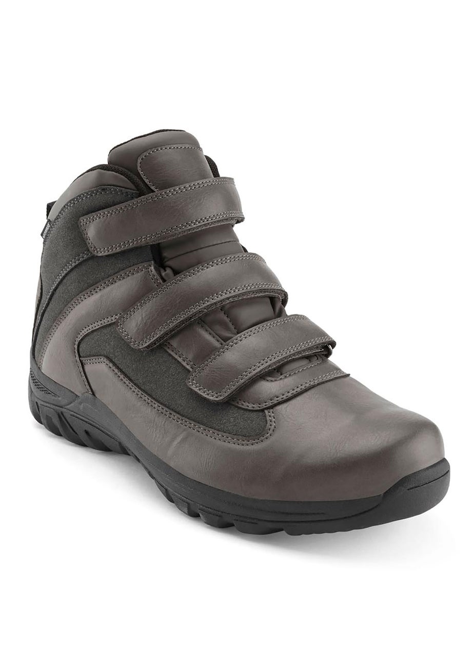 Cotton Traders Washed Charcoal Waterproof Adjustable Walking Boots