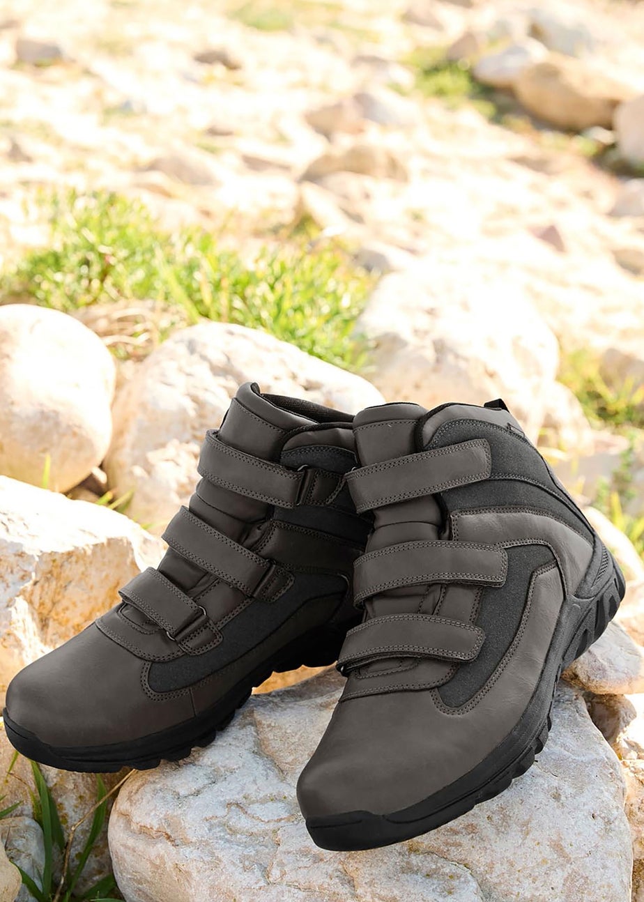 Cotton Traders Washed Charcoal Waterproof Adjustable Walking Boots