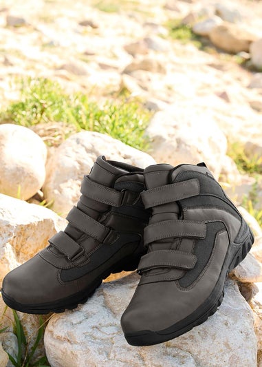 Cotton Traders Washed Charcoal Waterproof Adjustable Walking Boots