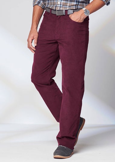 Cotton Traders Burgundy Stretch Cord Jeans