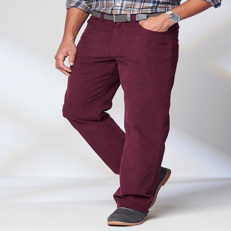 Cotton Traders Burgundy Stretch Cord Jeans