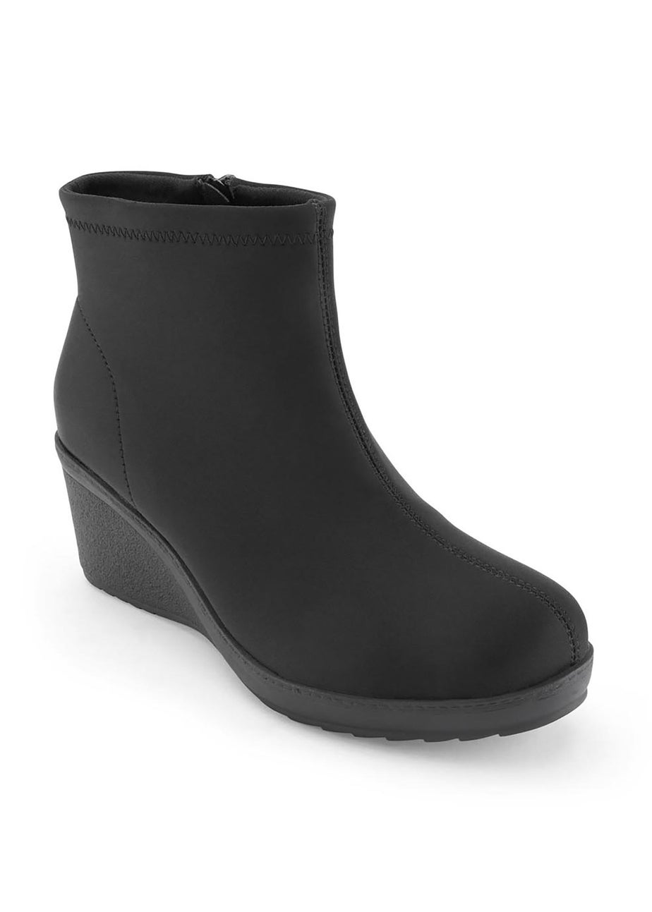 Cotton Traders Black Wedge Sock Boots