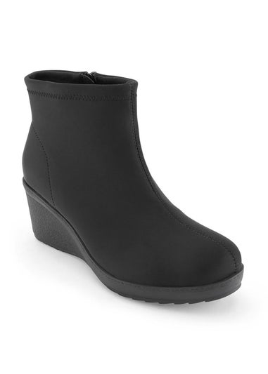 Cotton Traders Black Wedge Sock Boots