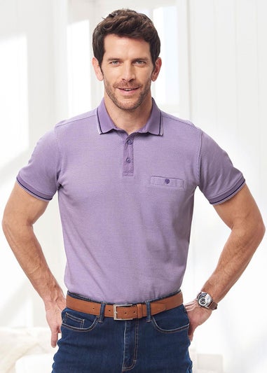 Cotton Traders Dusky Purple Textured Luxury Polo Shirt