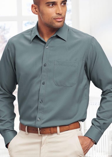Cotton Traders Washed Aqua Long Sleeve Classic Soft Touch Plain Shirt