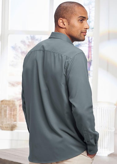 Cotton Traders Washed Aqua Long Sleeve Classic Soft Touch Plain Shirt