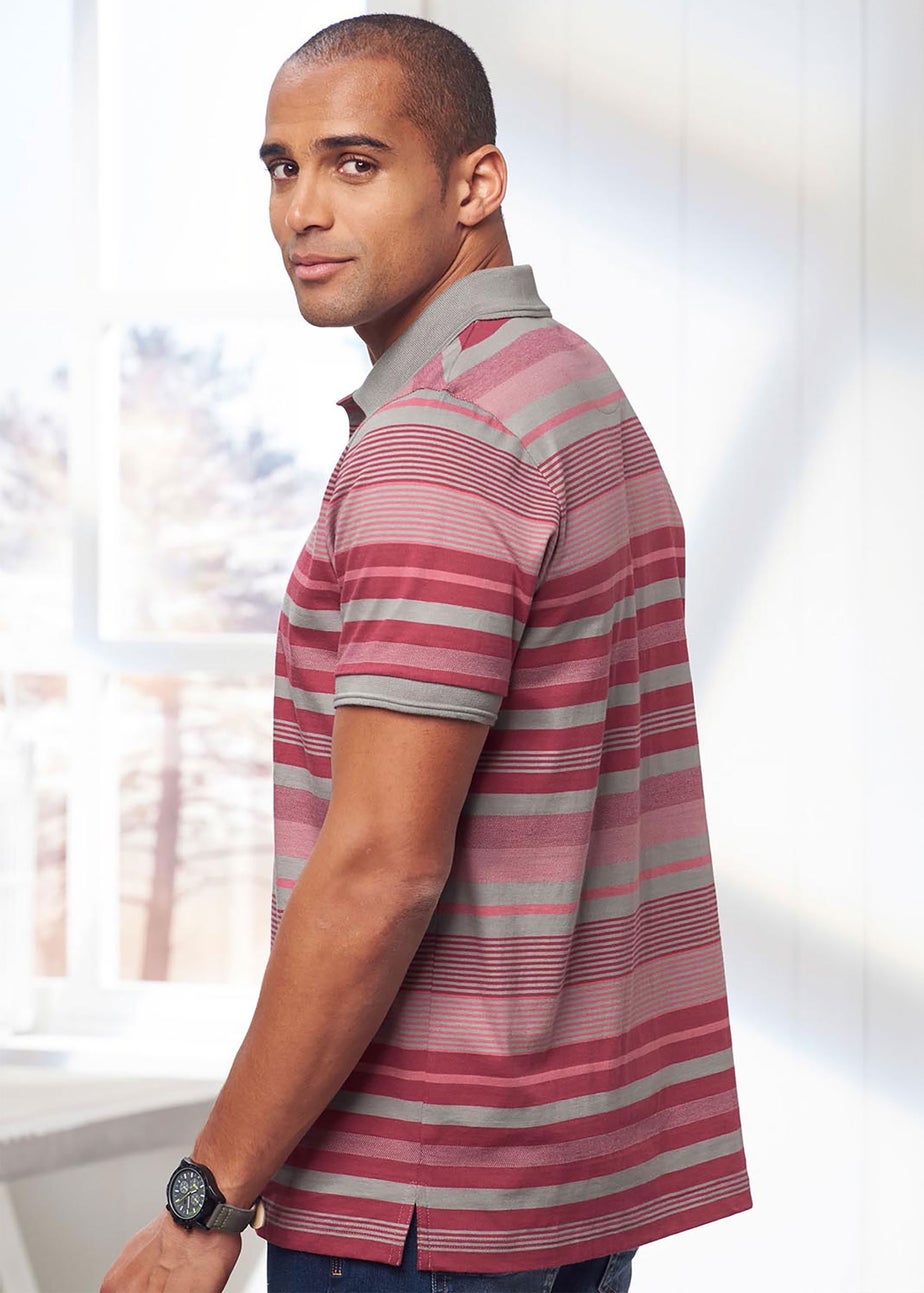 Cotton Traders Light Berry Variated Stripe Polo Shirt
