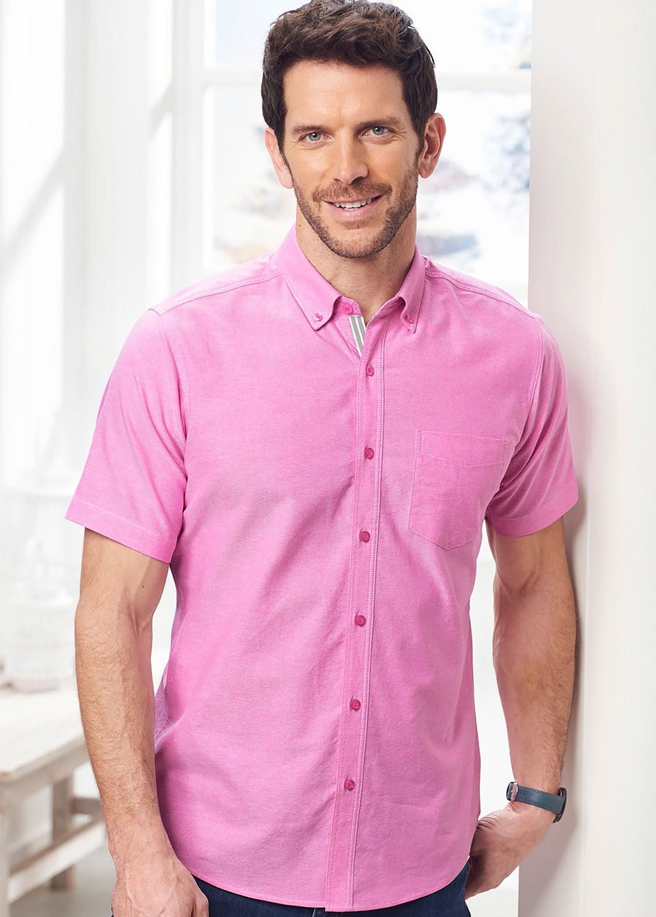 Cotton Traders Carnation Pink Iconic Short Sleeve Plain Oxford Shirt