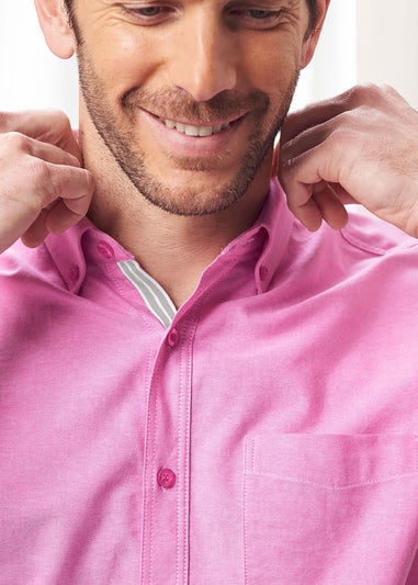 Cotton Traders Carnation Pink Iconic Short Sleeve Plain Oxford Shirt
