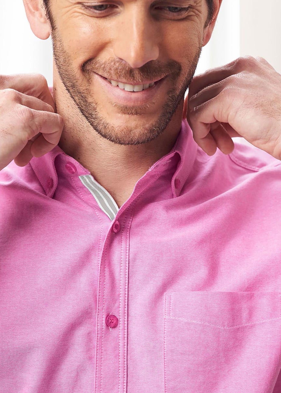 Cotton Traders Carnation Pink Iconic Short Sleeve Plain Oxford Shirt