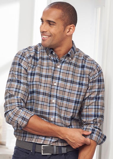Cotton Traders Bark Long Sleeve Easy Iron Check Shirt