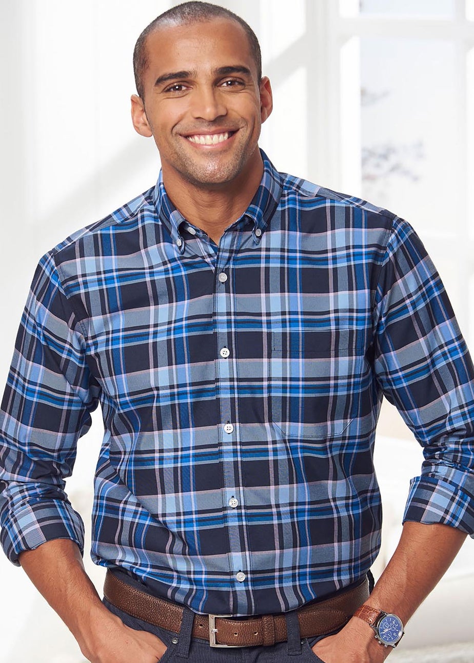 Cotton Traders Twilight Long Sleeve Easy Iron Check Shirt