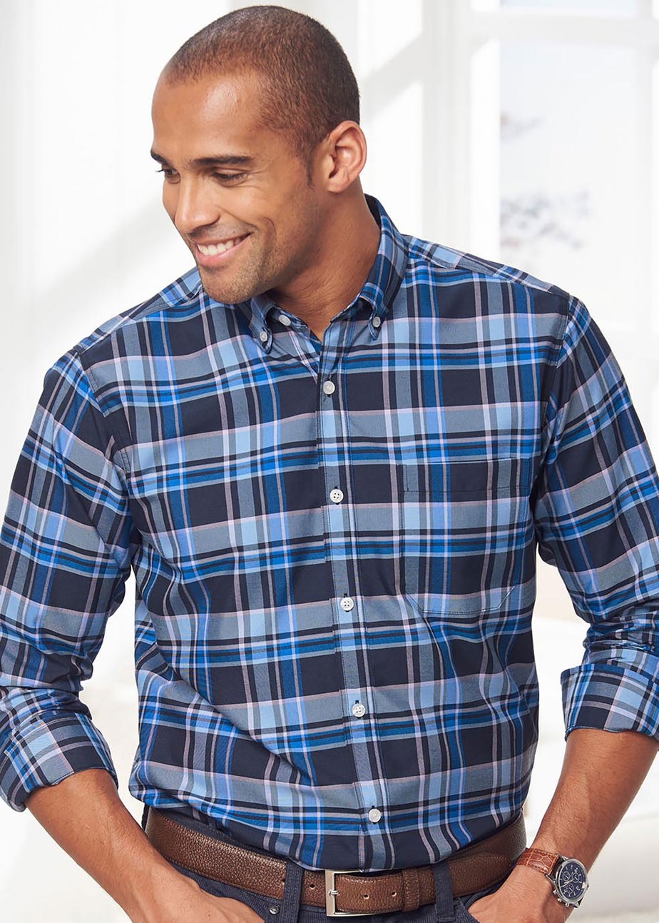 Cotton Traders Twilight Long Sleeve Easy Iron Check Shirt