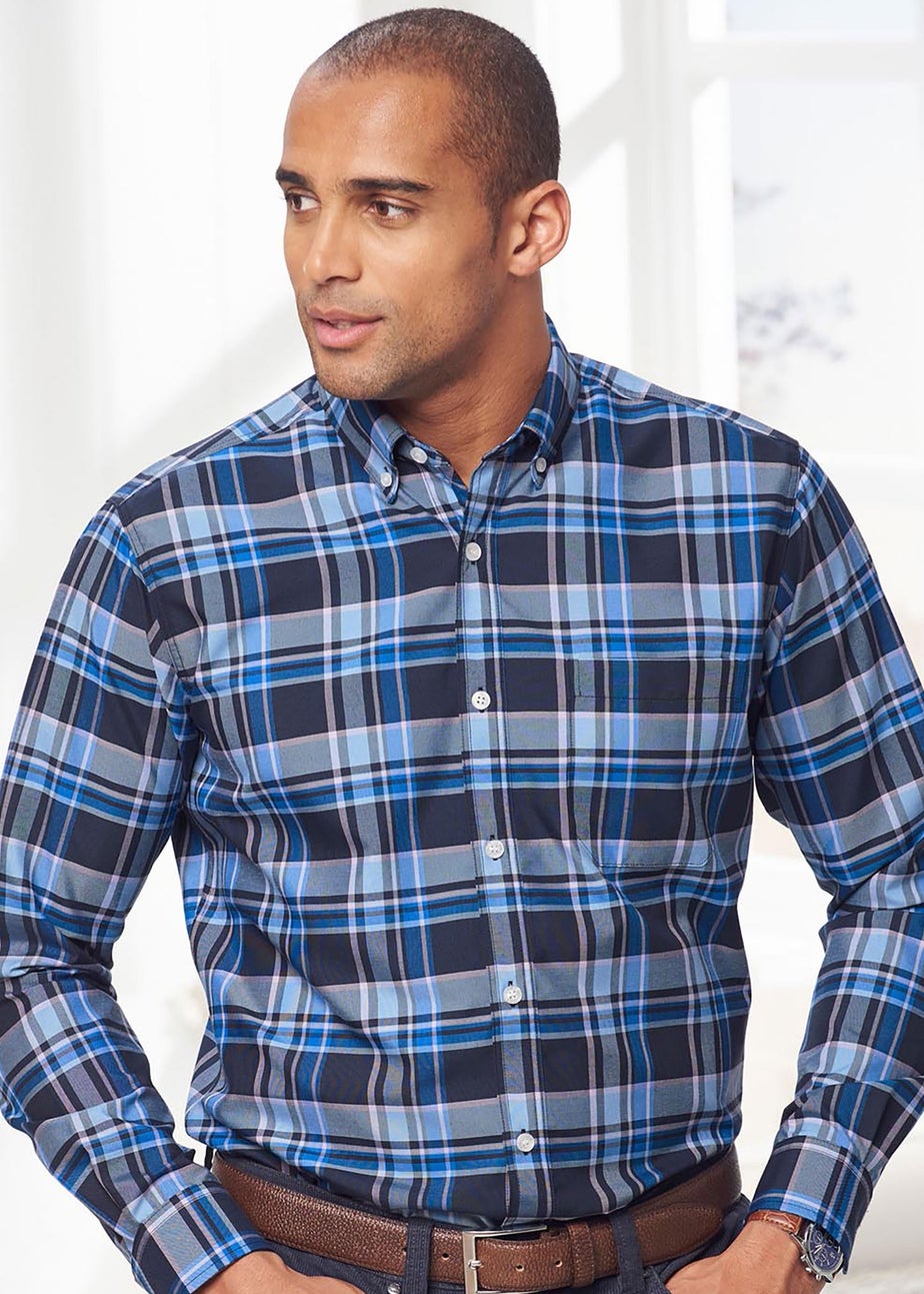 Cotton Traders Twilight Long Sleeve Easy Iron Check Shirt