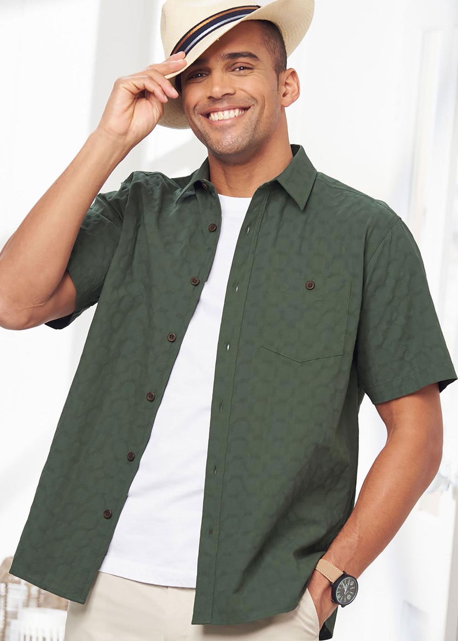 Cotton Traders Everglade Short Sleeve Casual Cotton Textured Shirt