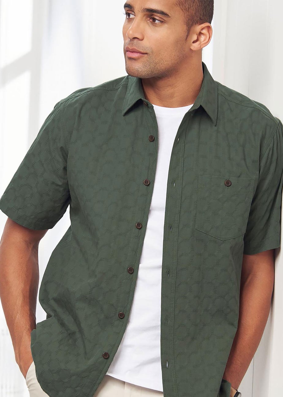 Cotton Traders Everglade Short Sleeve Casual Cotton Textured Shirt