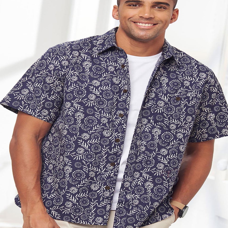 Cotton Traders Night Sky Short Sleeve Casual Cotton Print Shirt