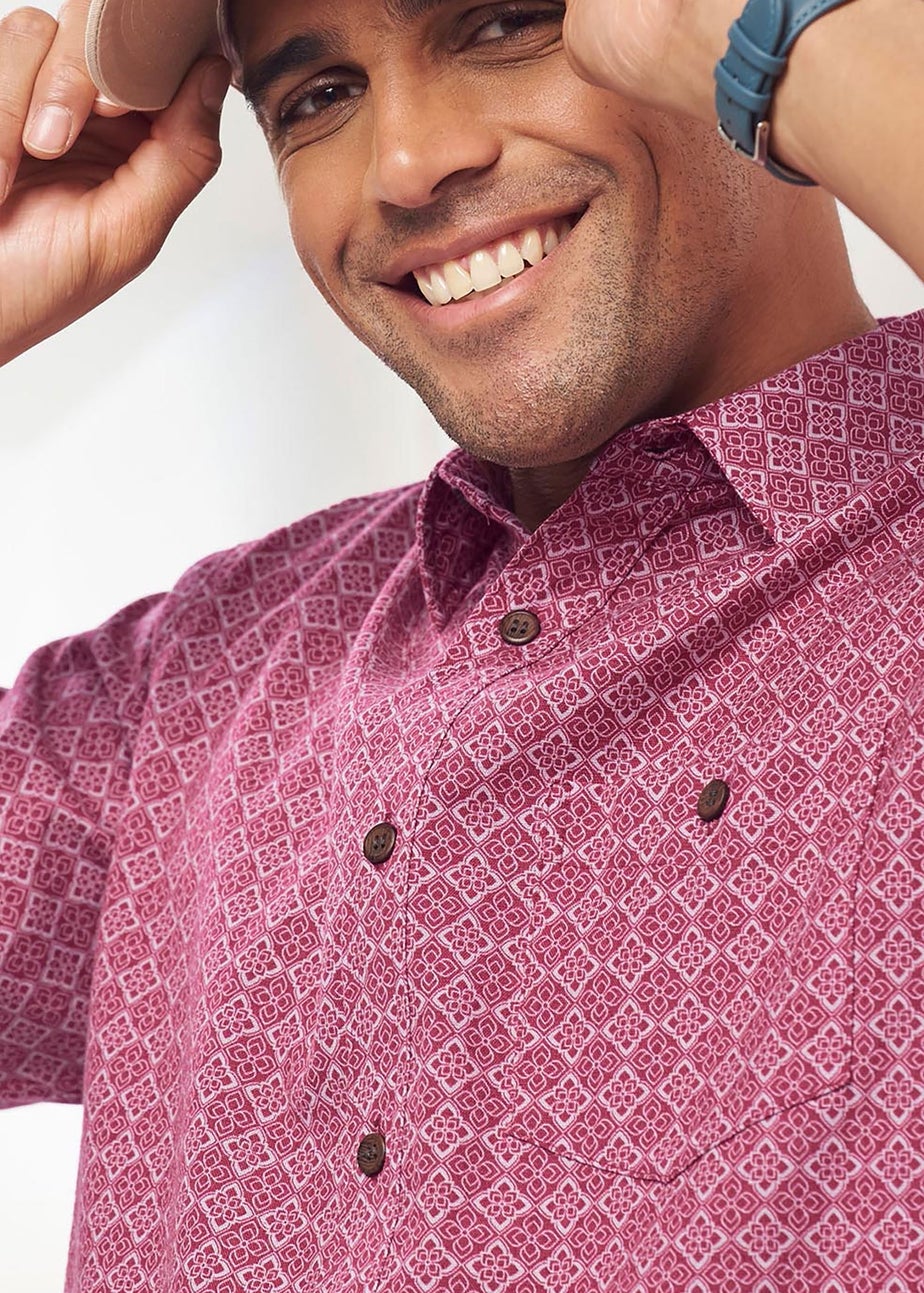 Cotton Traders Sienna Coral Short Sleeve Casual Cotton Print Shirt