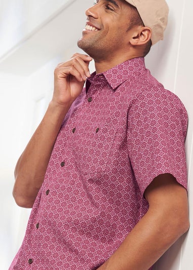 Cotton Traders Sienna Coral Short Sleeve Casual Cotton Print Shirt