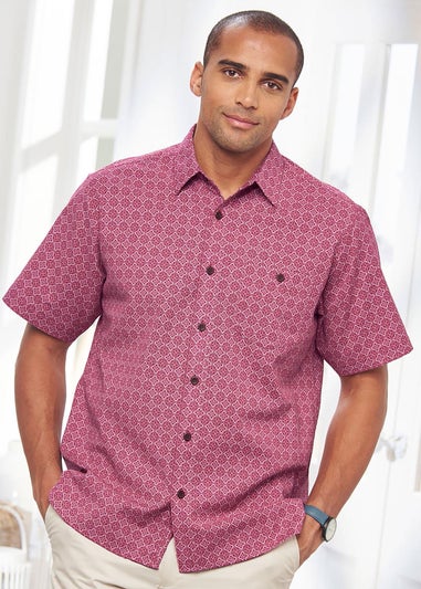Cotton Traders Sienna Coral Short Sleeve Casual Cotton Print Shirt