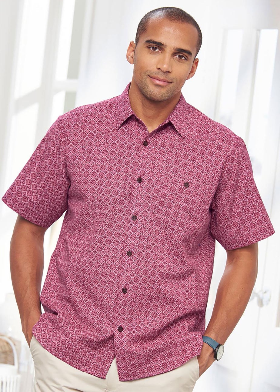 Cotton Traders Sienna Coral Short Sleeve Casual Cotton Print Shirt