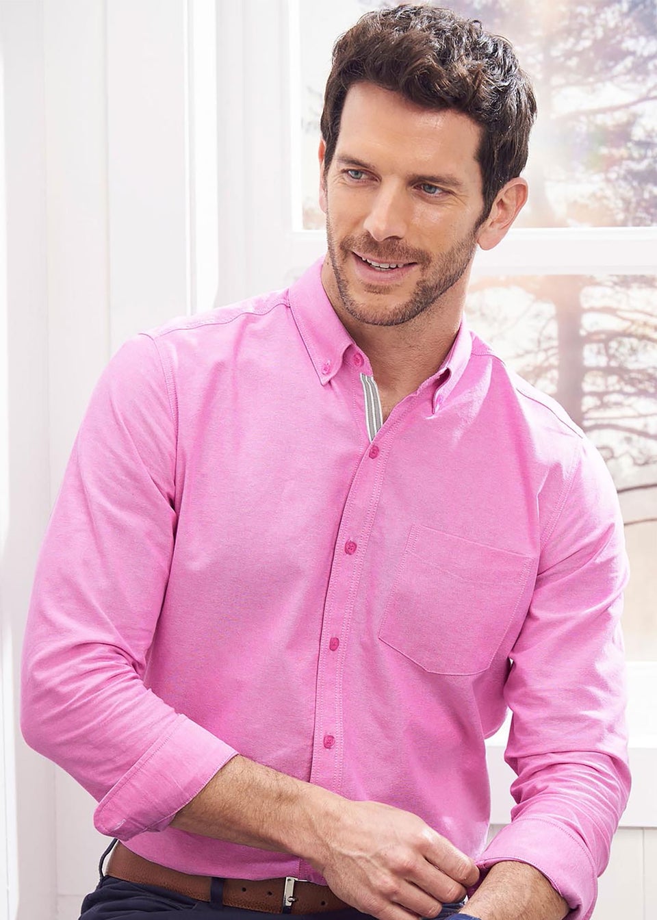 Cotton Traders Carnation Iconic Long Sleeve Plain Oxford Shirt