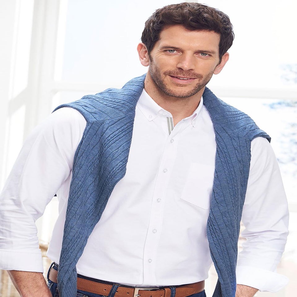 Cotton Traders White Iconic Long Sleeve Plain Oxford Shirt