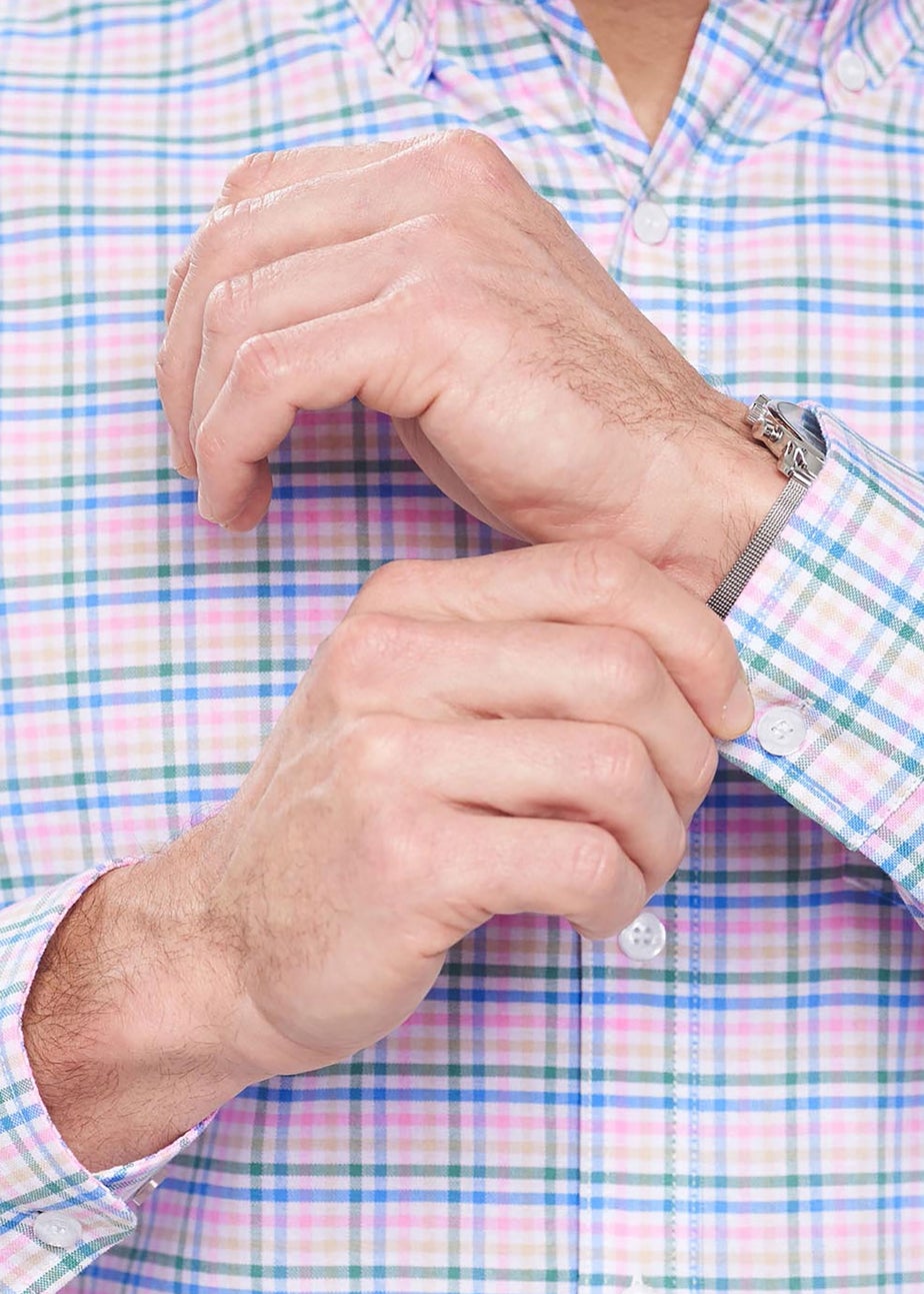 Cotton Traders Soft Raspberry Iconic Long Sleeve Patterned Oxford Shirt