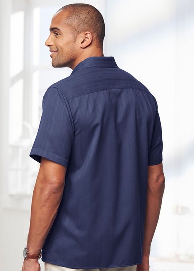 Cotton Traders Blue Moon Short Sleeve Classic Soft Touch Jacquard Shirt
