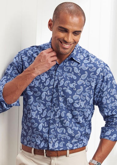 Cotton Traders Night Sky Long Sleeve Classic Soft Touch Print Shirt