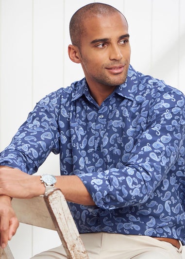 Cotton Traders Night Sky Long Sleeve Classic Soft Touch Print Shirt