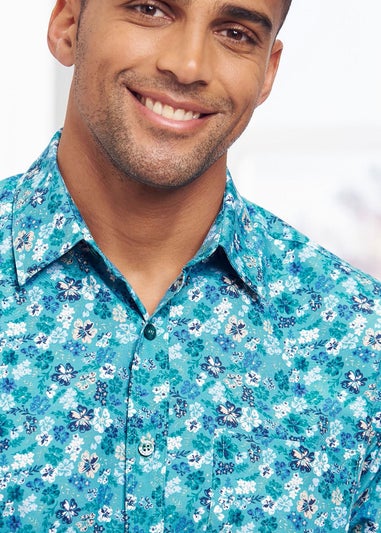 Cotton Traders Light Jade Long Sleeve Classic Soft Touch Print Shirt