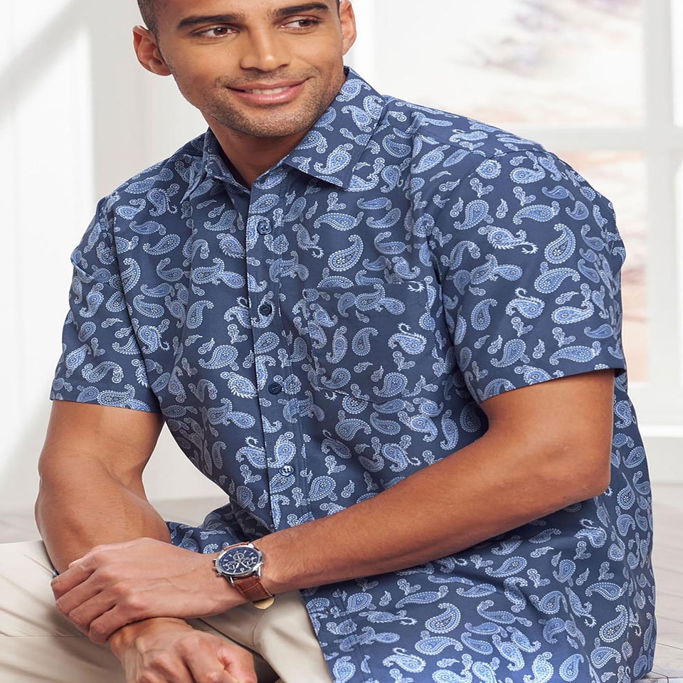 Cotton Traders Night Sky Short Sleeve Classic Soft Touch Print Shirt