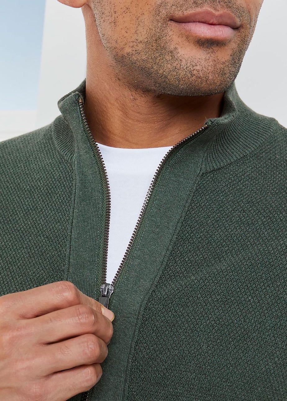 Cotton Traders Everglade Textured Knit Zip Through Cardigan