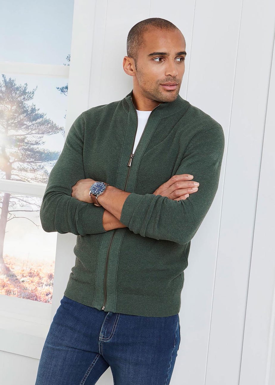 Cotton Traders Everglade Textured Knit Zip Through Cardigan