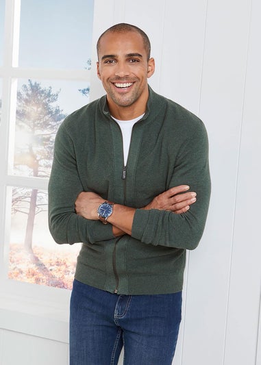 Cotton Traders Everglade Textured Knit Zip Through Cardigan