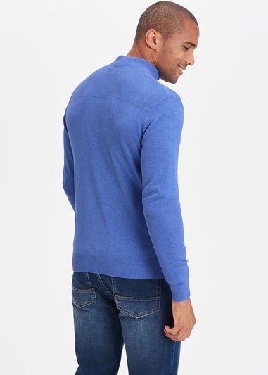 Cotton Traders Deep Iris Textured Knit Zip Through Cardigan