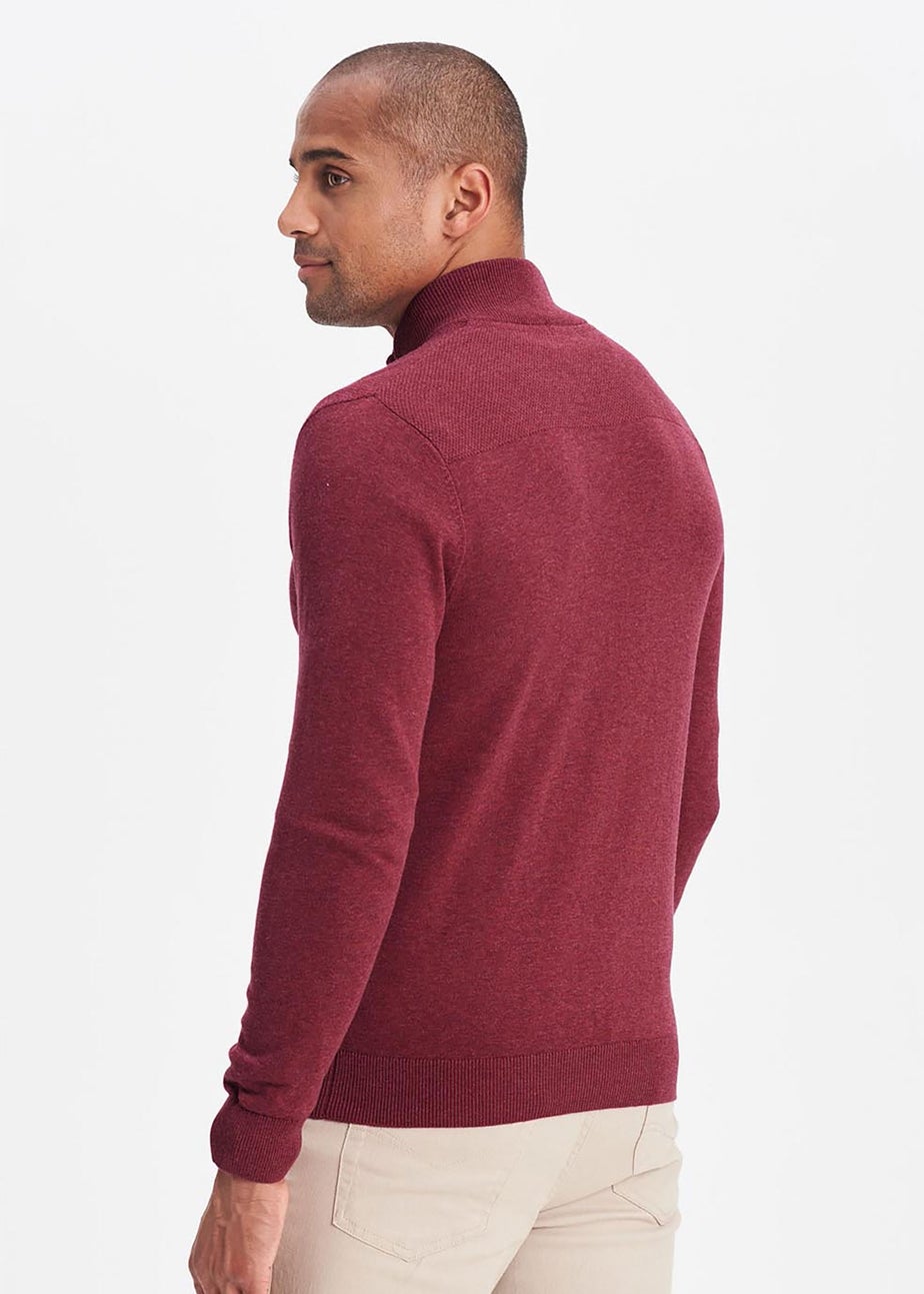 Cotton Traders Light Berry Textured Knit Zip Through Cardigan