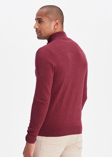 Cotton Traders Light Berry Textured Knit Zip Through Cardigan