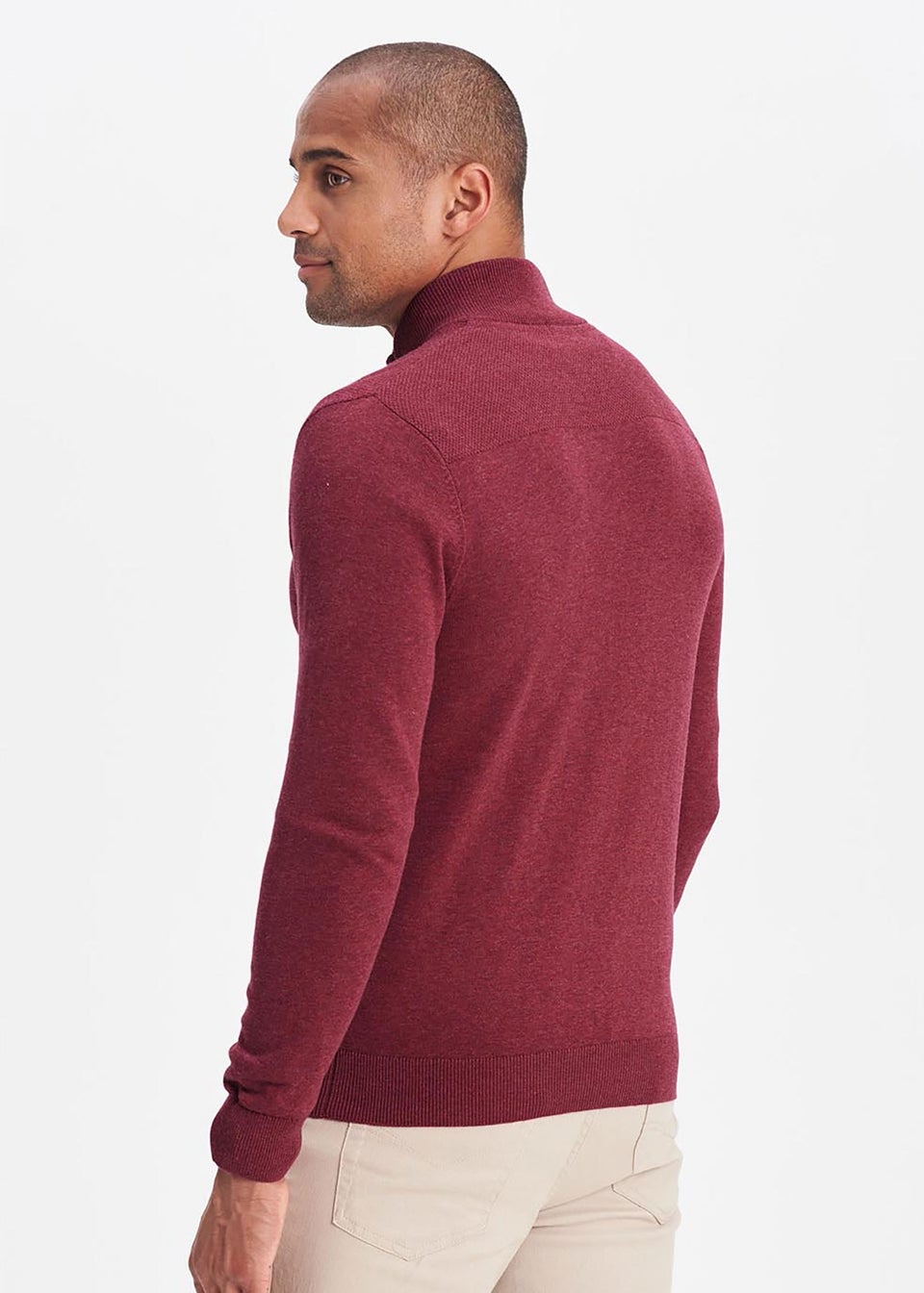 Cotton Traders Light Berry Textured Knit Zip Through Cardigan