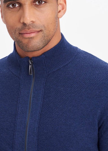 Cotton Traders Dark Sky Textured Knit Zip Through Cardigan