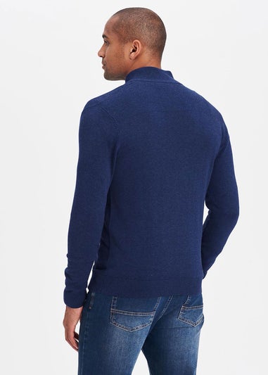 Cotton Traders Dark Sky Textured Knit Zip Through Cardigan