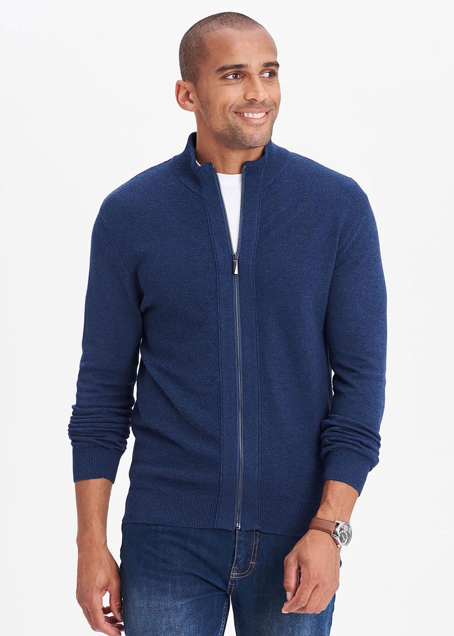 Cotton Traders Dark Sky Textured Knit Zip Through Cardigan